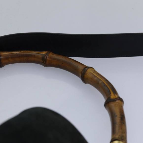 GUCCI Bamboo Hand Bag Suede 2way Black 001 14 1577 Auth yk13644 - Picture 14 of 16